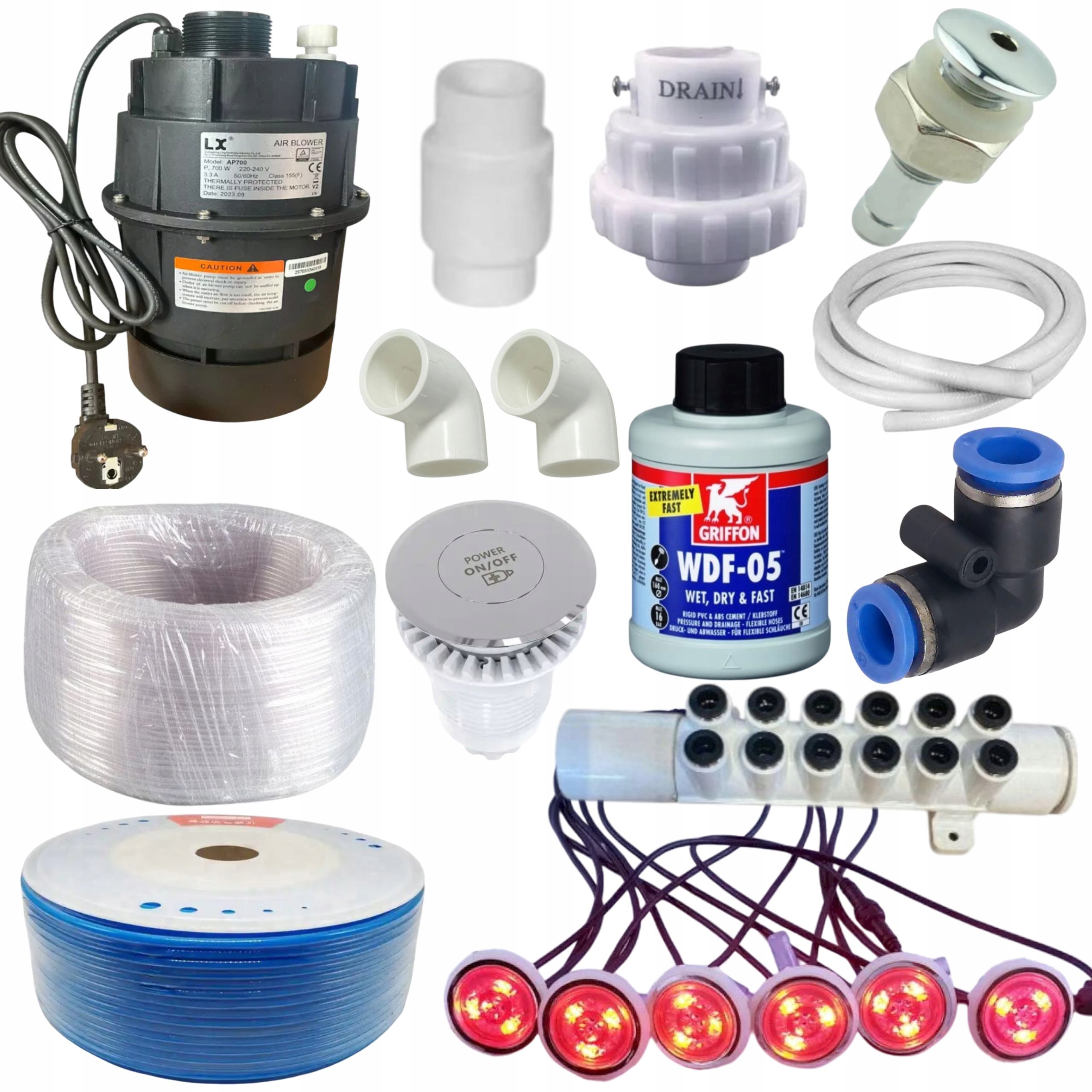 Aeromasážny set vzduchovej masáže Jacuzi Bali 700W 24 trysiek vrátane 6LED
