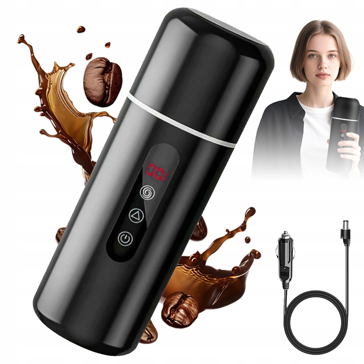 Termohrnek 420 ML Přenosný Do Auta, Rychlé Vaření 12 V/24 V