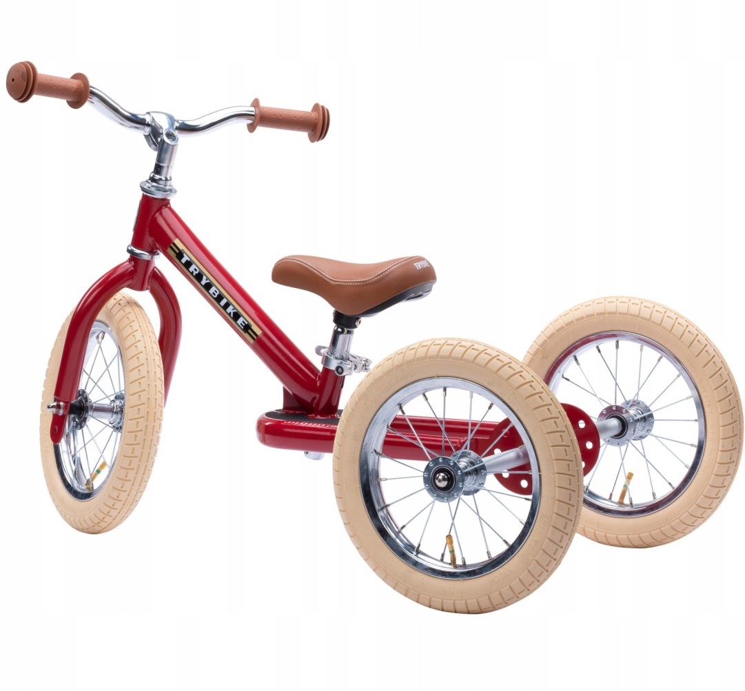 Pierwszy rowerek trójkołowy dziecięcy biegowy 2w1 Trybike Red Vintage 15m+