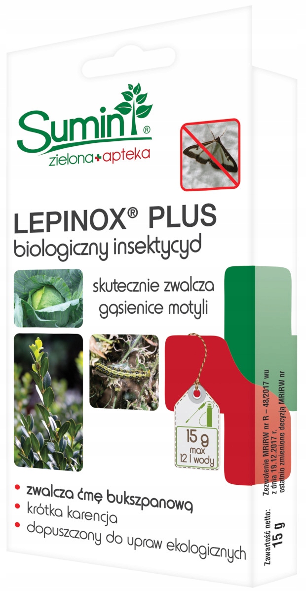 

Sumin Lepinox Plus zwalcza ćmę bukszpanową 15g