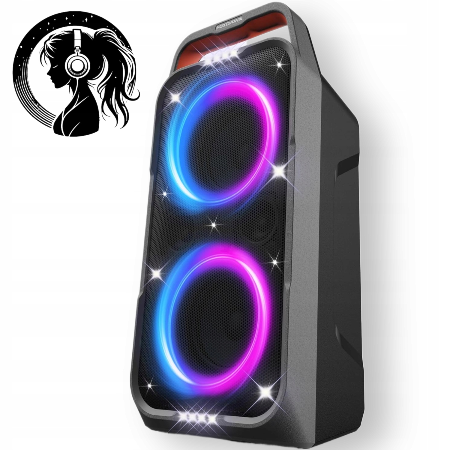 Bluetooth reproduktor Aux prenosný bezdrôtový čierny Led Svetlo Bass 240W