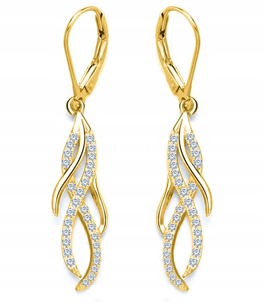 Kolczyki srebrne długie wiszące angielskie pozłacane srebro próba 925