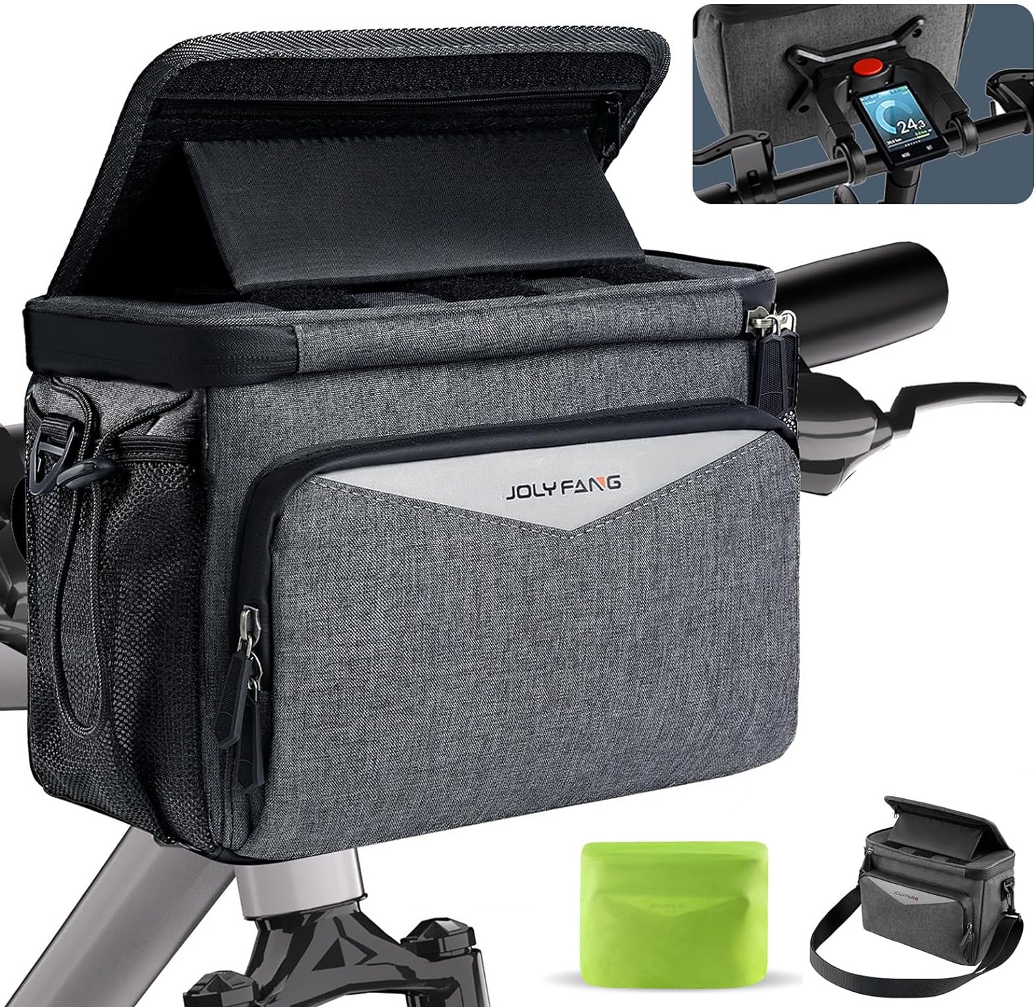 TORBA NA KIEROWNICĘ ROWEROWĄ Z UCHYTEM 5,2L SZARA