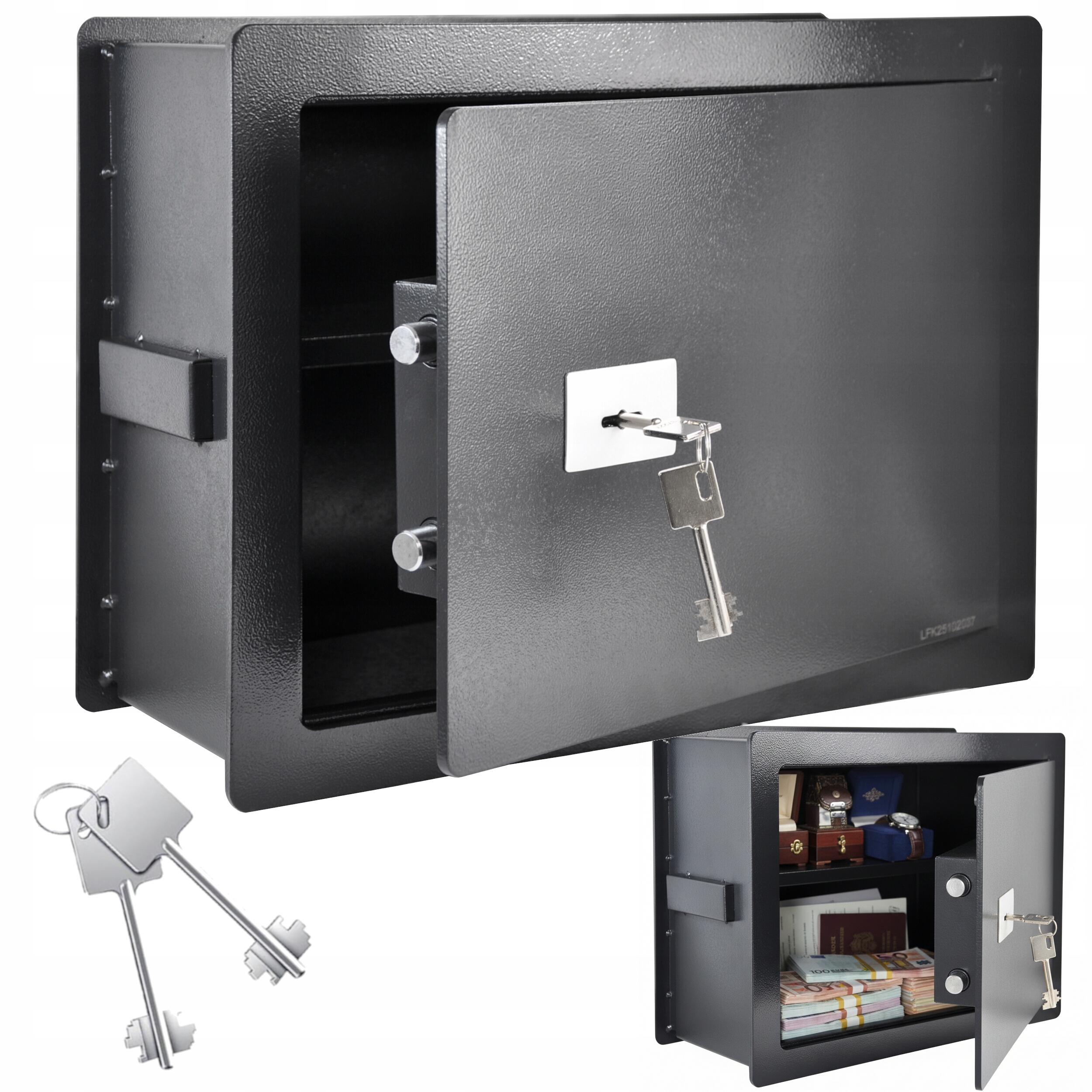 Sejf Ścienny Do Wmurowania Zabudowy Na Klucz Z Regulacją Głębokości 12-22L