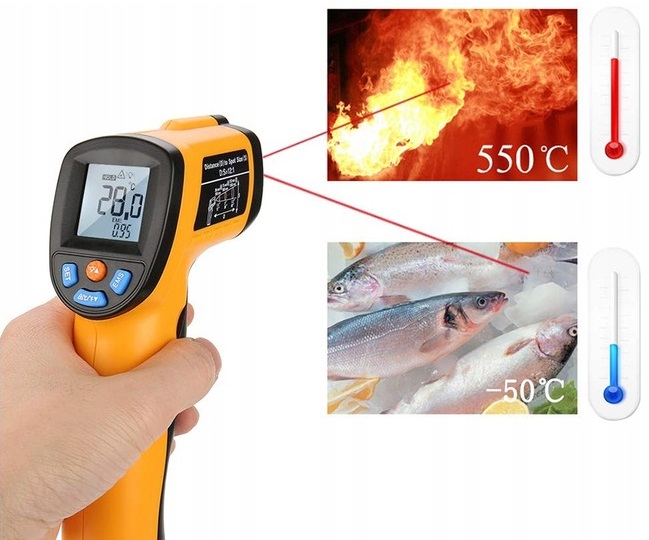 Pirometr Laserowy Bezdotykowy Termometr -50 +550°C Kolor wielokolorowy