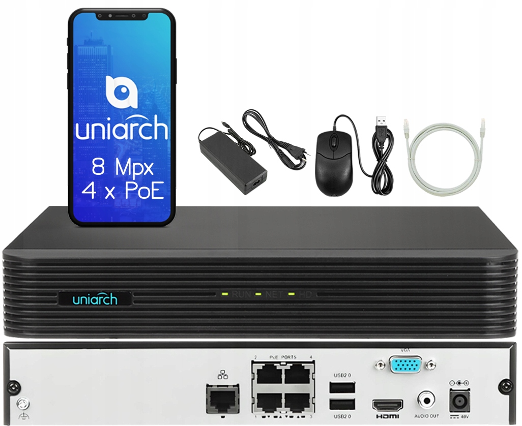 Zestaw Monitoringu IP Uniarch 3 Kamery IPC-T213-APF28W Rejestrator HDD 1TB Marka Inna
