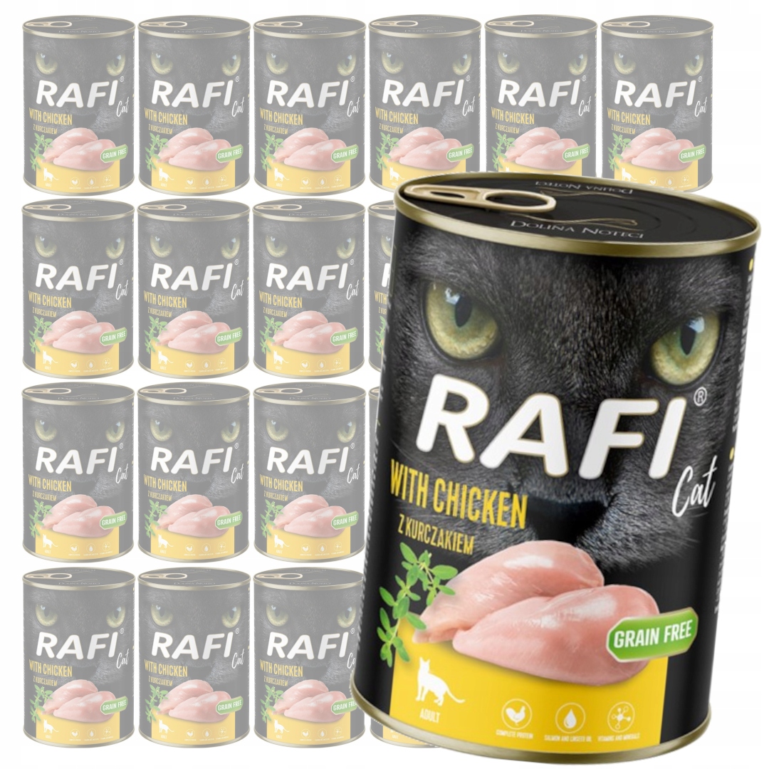 Levně Rafi Cat Adult 24x400 g Bezobilné Mokré Krmivo Pro Kočky s kuřecím masem