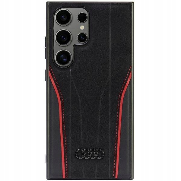 Audi Genuine Leather MagSafe S24 Ultra S928 czarno-czerwony/black-red hardc