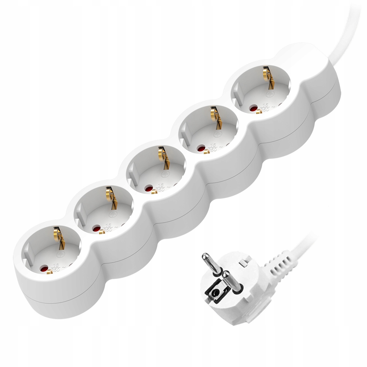 Przedłużacz 5 gniazd z uziemieniem, 1,5m