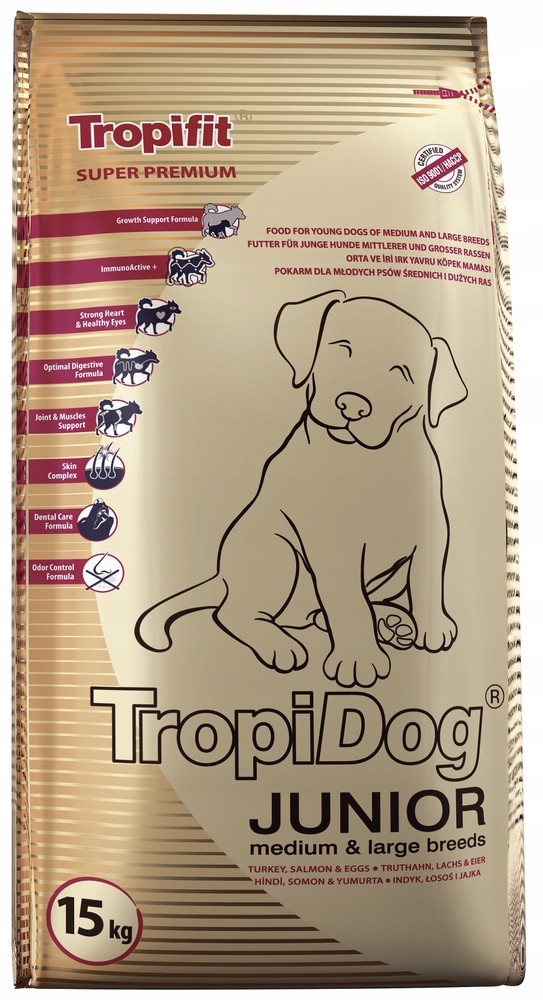 Levně Tropidog Premium Junior Krůta Losos 15kg