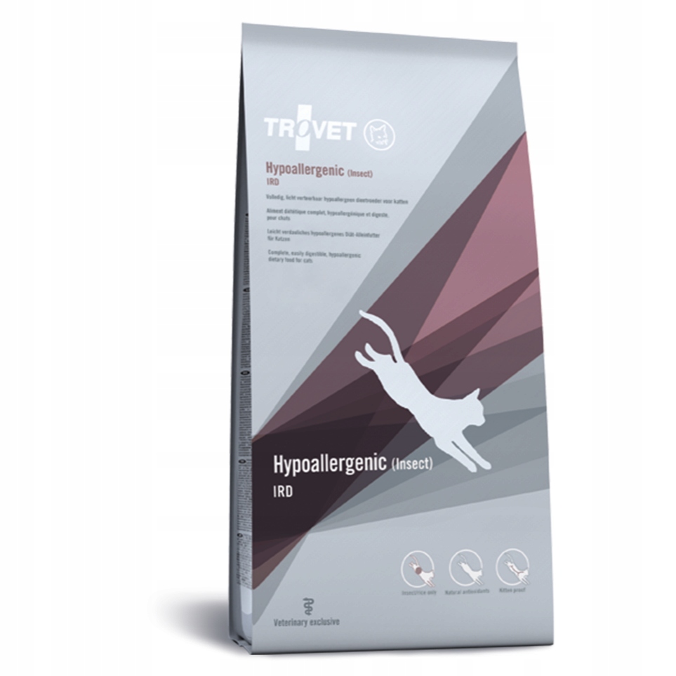 Trovet Hypoallergenic Ird 3kg Lehce stravitelné suché Krmivo s hmyzem pro kočky