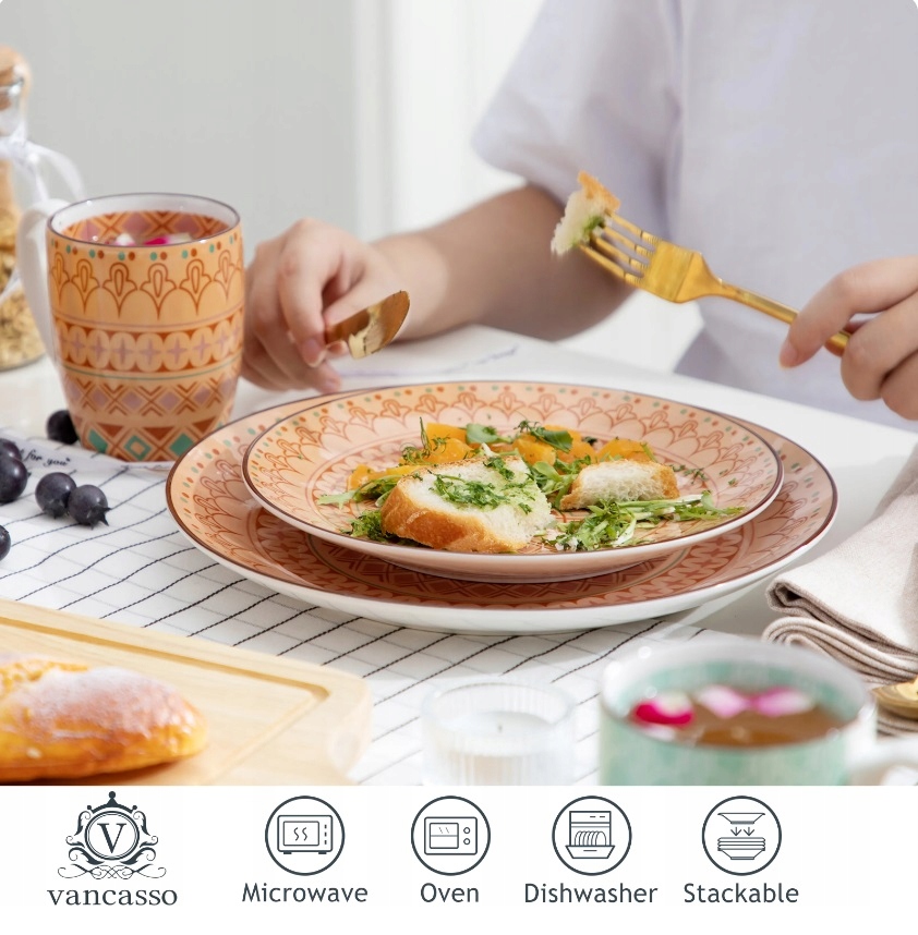 ZASTAWA kolorowa BOHO wzorzysta ETNO SERWIS VANCASSO TULIP 16 szt/ 4 osób Liczba osób 4