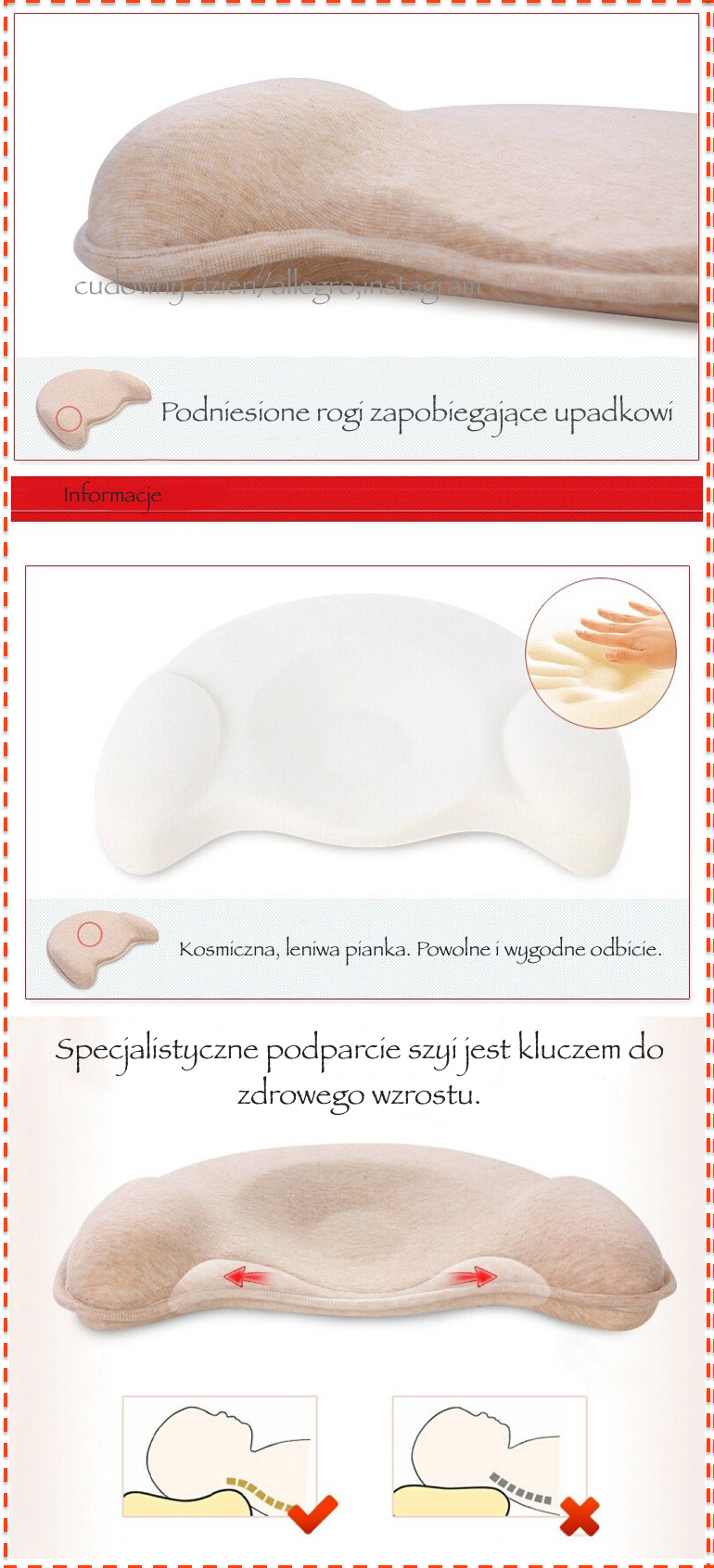 PODUSZKA DLA NIEMOWLĄT ORTOPEDYCZNA KORYGUJĄCA Marka inna marka