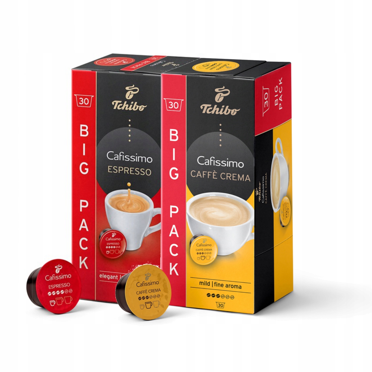 Levně Tchibo káva Cafissimo Caffe Crema Fine 30Kaps/Espresso Elegant Aroma 30Kaps