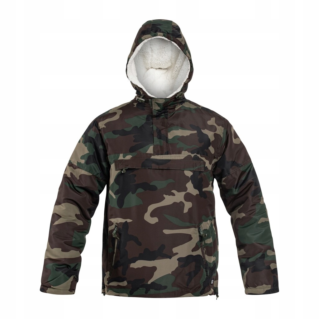 Větrovková bunda s kapucí maskáčový Brandit Sherpa Windbreaker Woodland 4XL