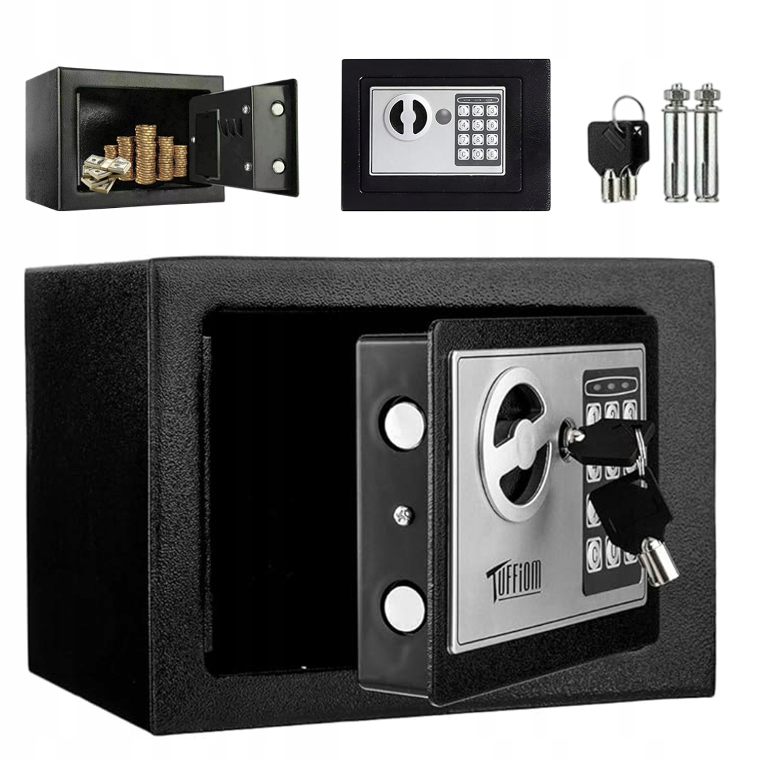 Sejf Kasetka Skrytka Na Zamek Klucz Solidny Mocny Domowy Metal Ścienny