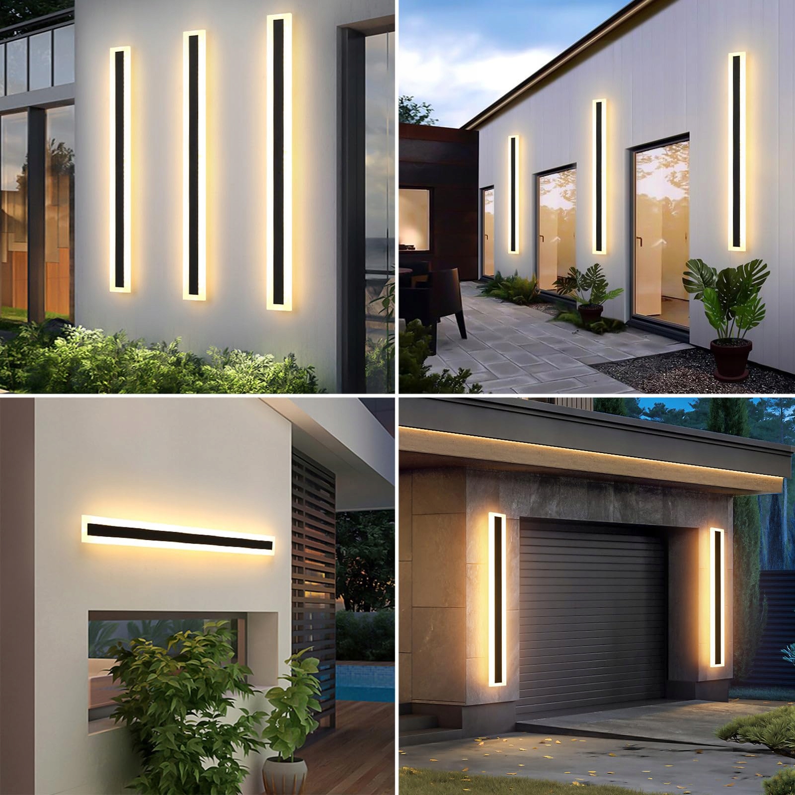 ZTWLEED Lampa Ścienna LED Zewnętrzna 16W IP65 6000K Czarna 80CM Ogród — miniatura 6