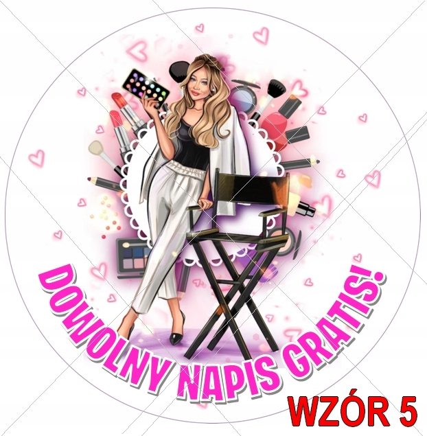 GRUBY OPŁATEK NA TORT FRYZJERKA STYLISTKA KOSMETYCZKA MAKIJAŻ wz5 + NAPIS