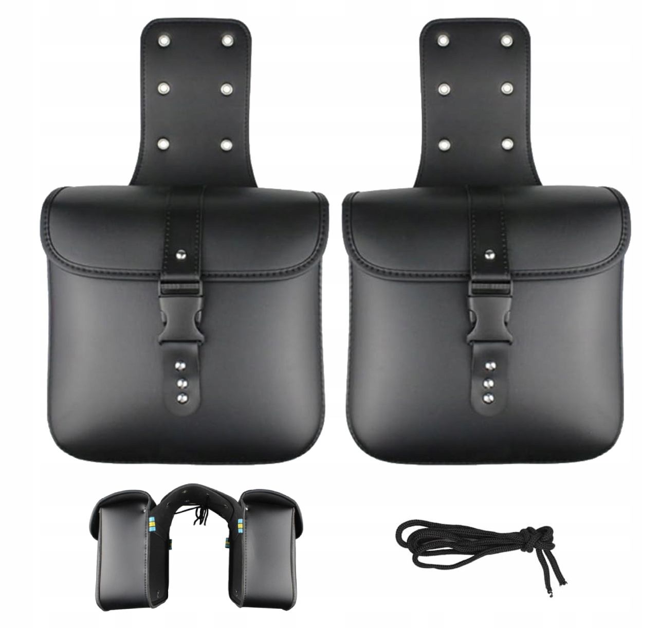 Boční Brašny Motocyklové Kožené Pu 25 x 12 x 24 cm černé