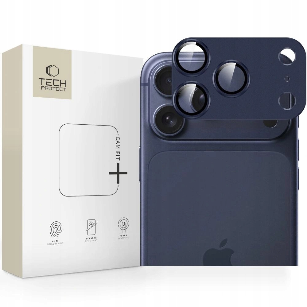 Szkło na obiektyw Tech-Protect Camfull Fit+ na iPhone 17 Pro granatowe