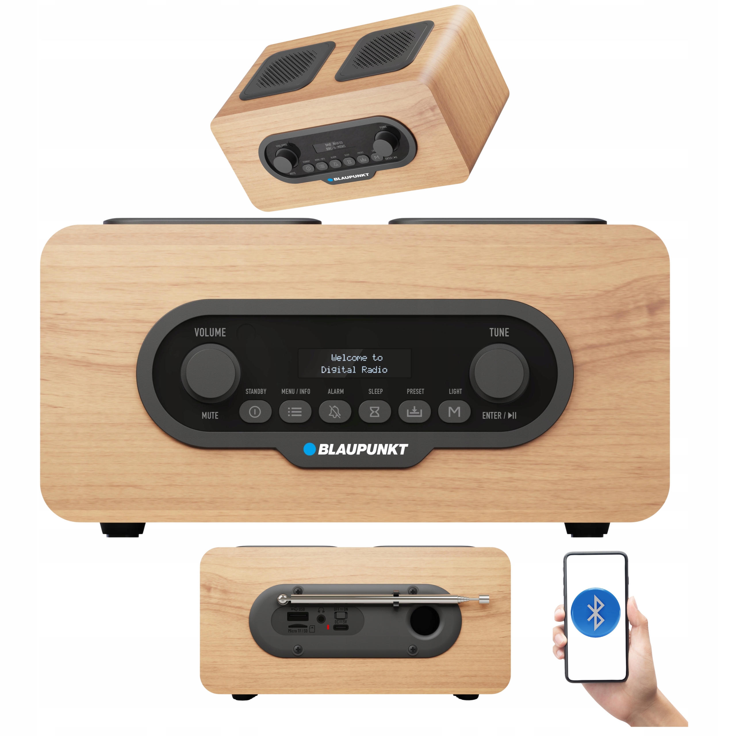 Radio Kuchenne Przenośne Dab+ Usb microSD Pilot Akumulator Blaupunkt DR10CR