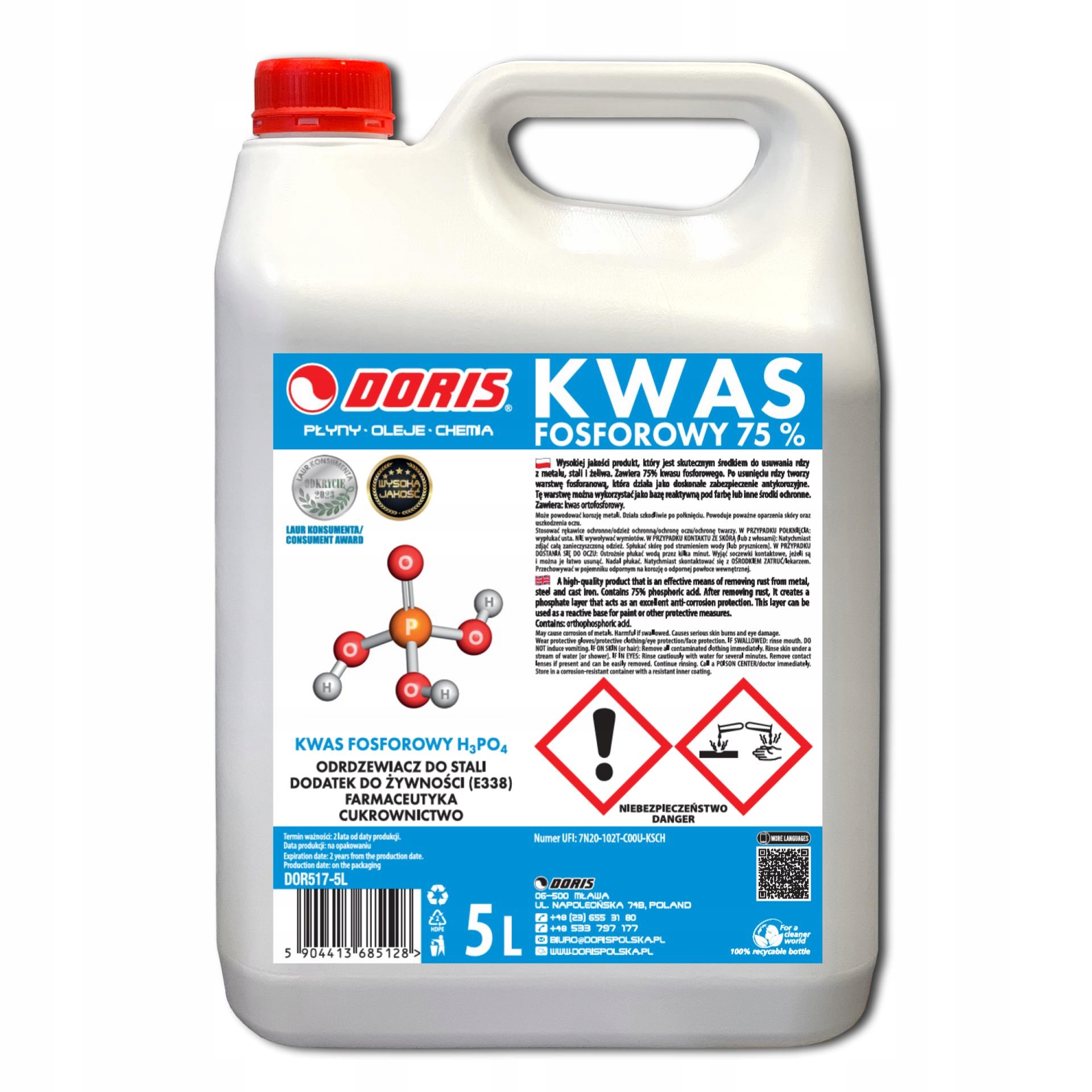 Doris Kyselina fosforečná/ortofosforečná 75 % 5 l