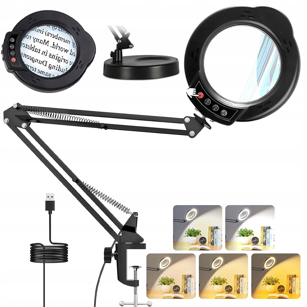 2V1 -10X-LAMPA Kosmetická Led Lupa Dermatologická Sklo, 5 Barevných Režimů