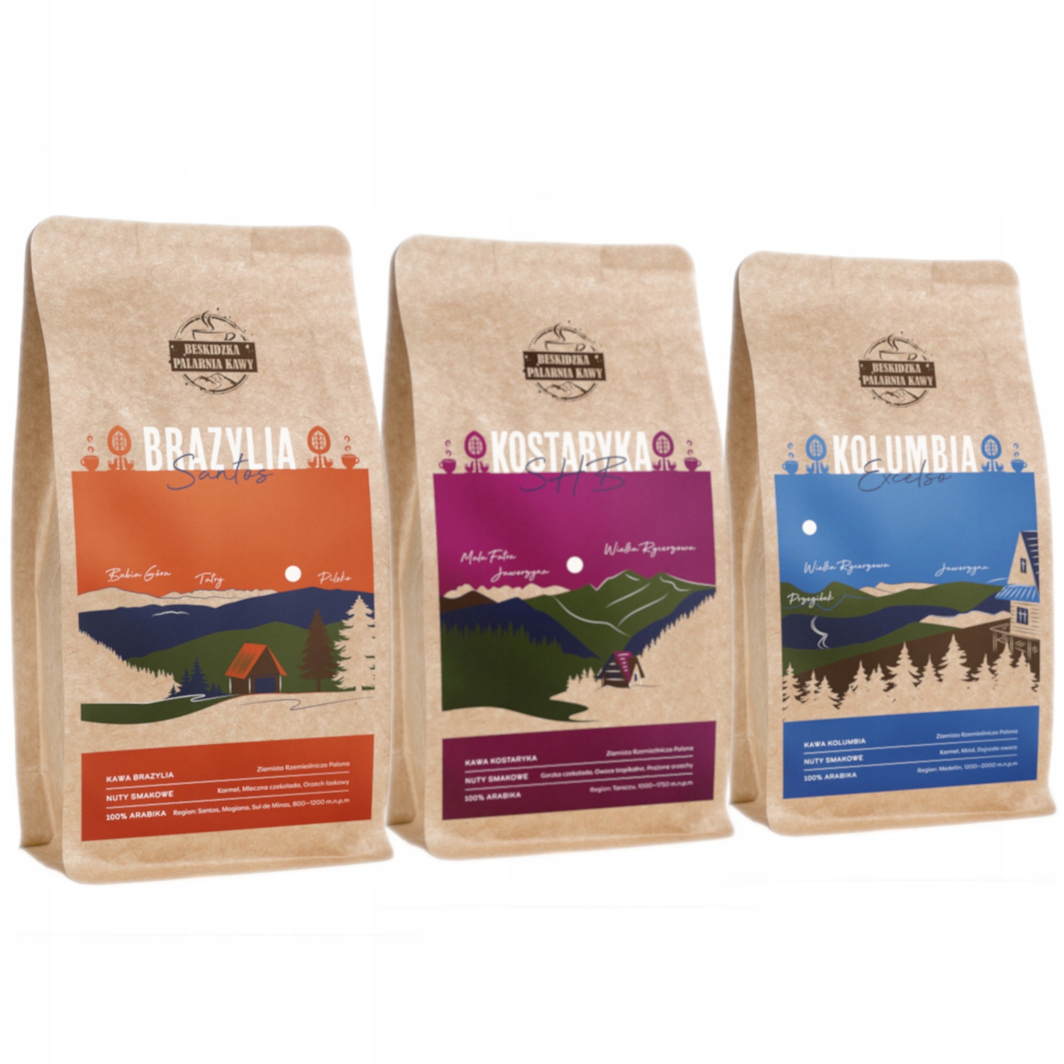 Levně Čerstvě Pražená Káva Zrnková Brazílie Kostarika Kolumbie 3x 250 g