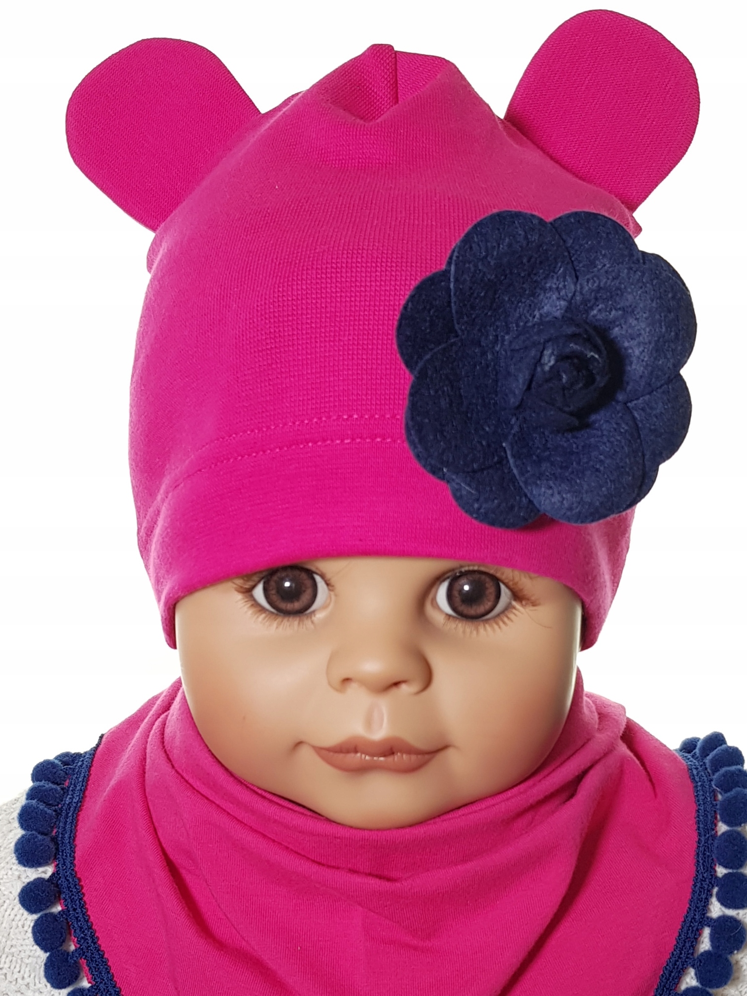 KOMPLET CZAPKA MYSZKA MINNIE + CHUSTKA CZAPECZKA CHUSTECZKA 3-12 M-C 15WZÓR Rozmiar 40-46 cm