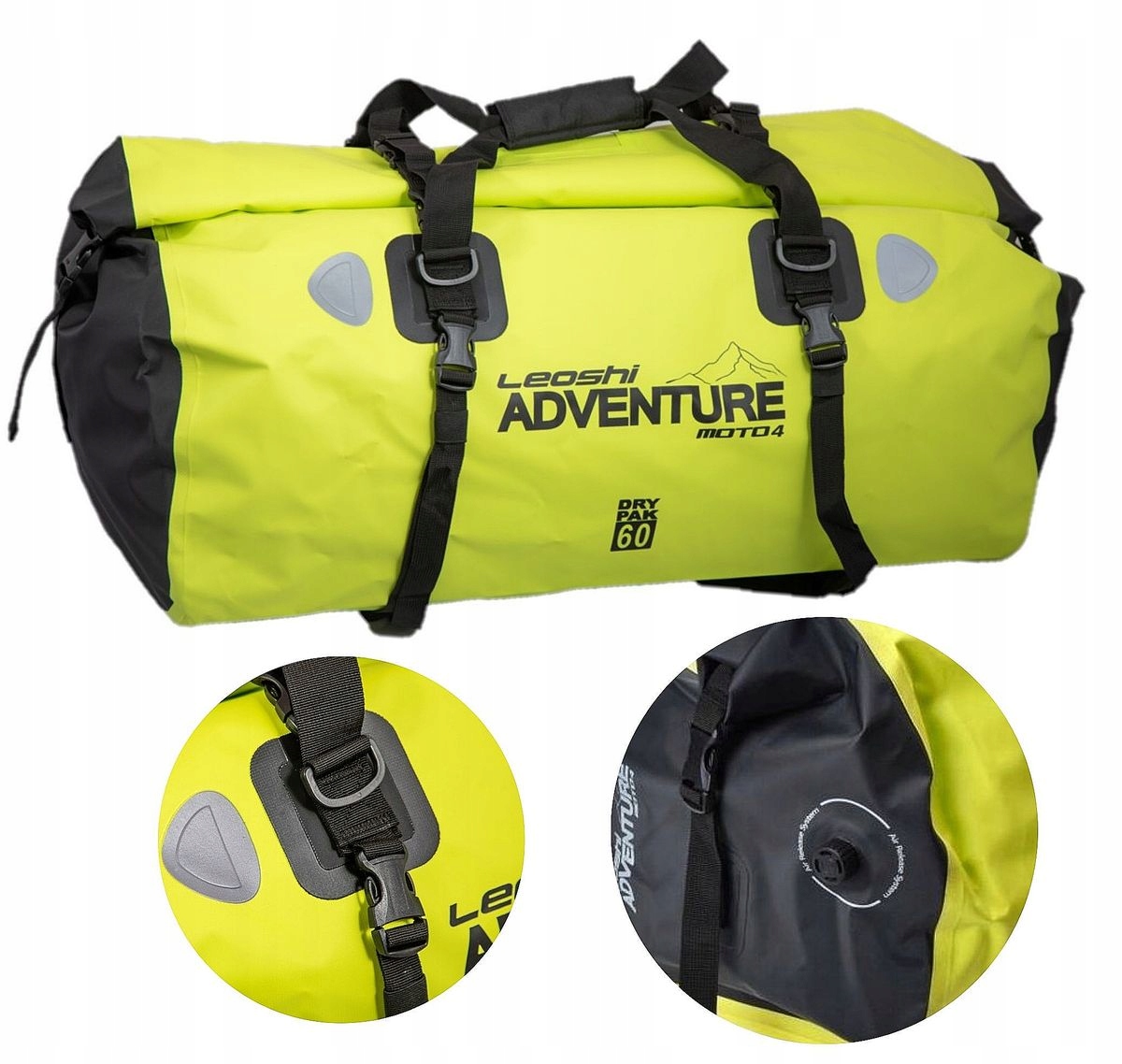 Torba Motocyklowa Leoshi Moto 4 Rollbag Drybag na Motocykl Fluo 60L