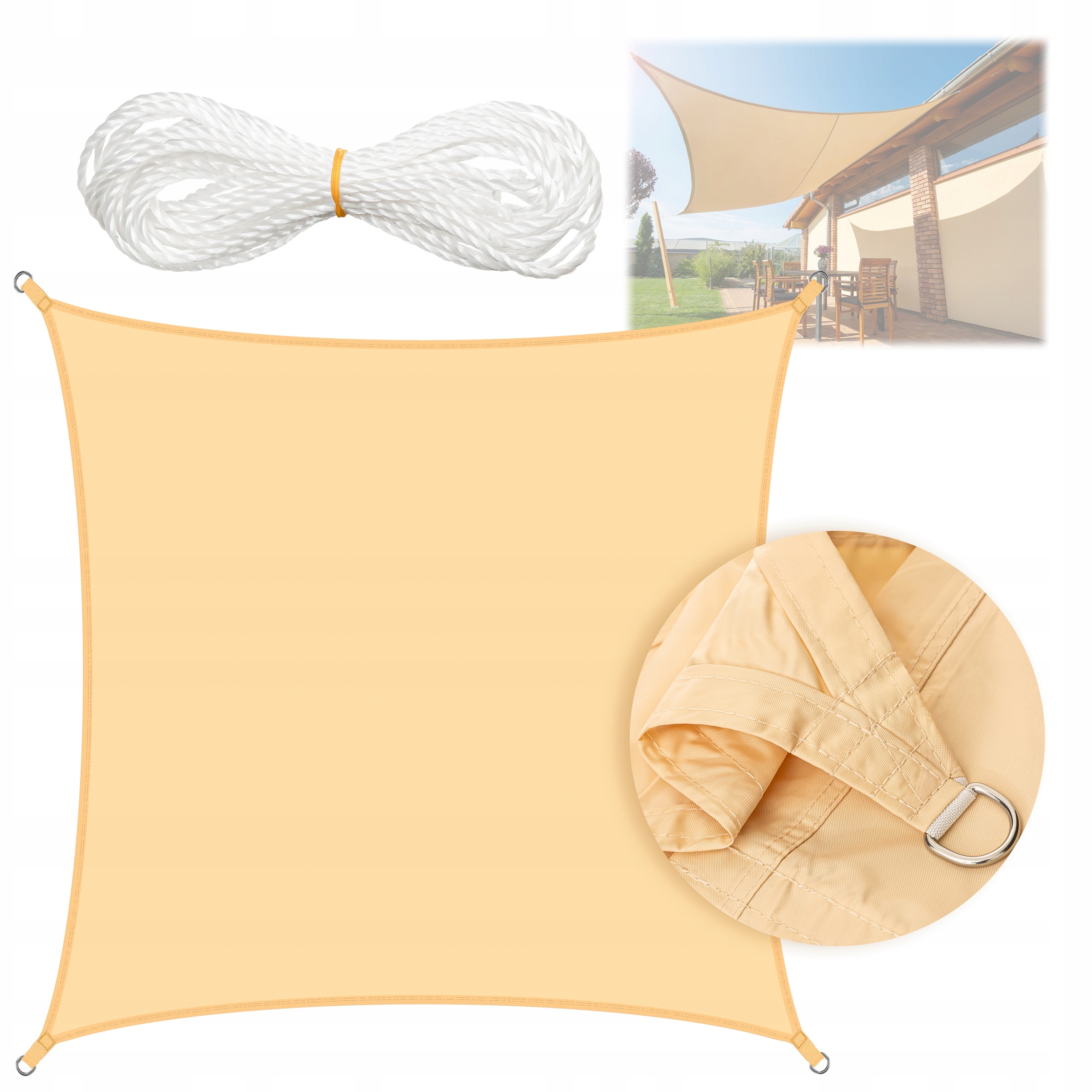 Sluneční Plachta Zahradní Zatemňovač Voděodolná 4,5x4,5 m Čtvercová