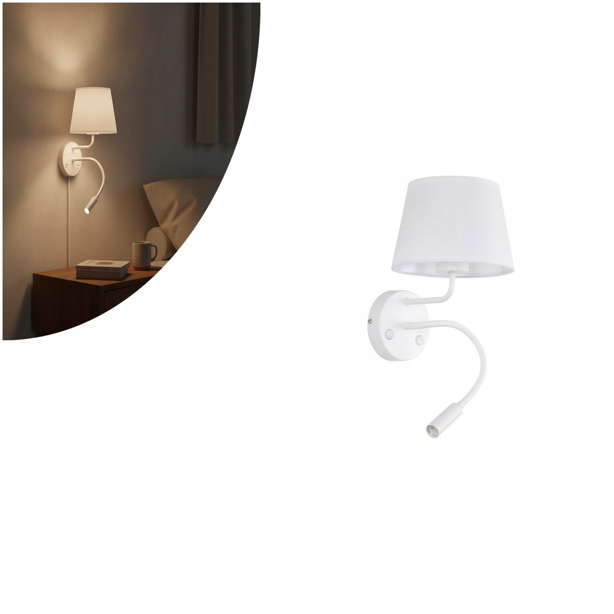 Nástenné svietidlo na čítanie biele Maja nad modernú posteľ Tk Lighting