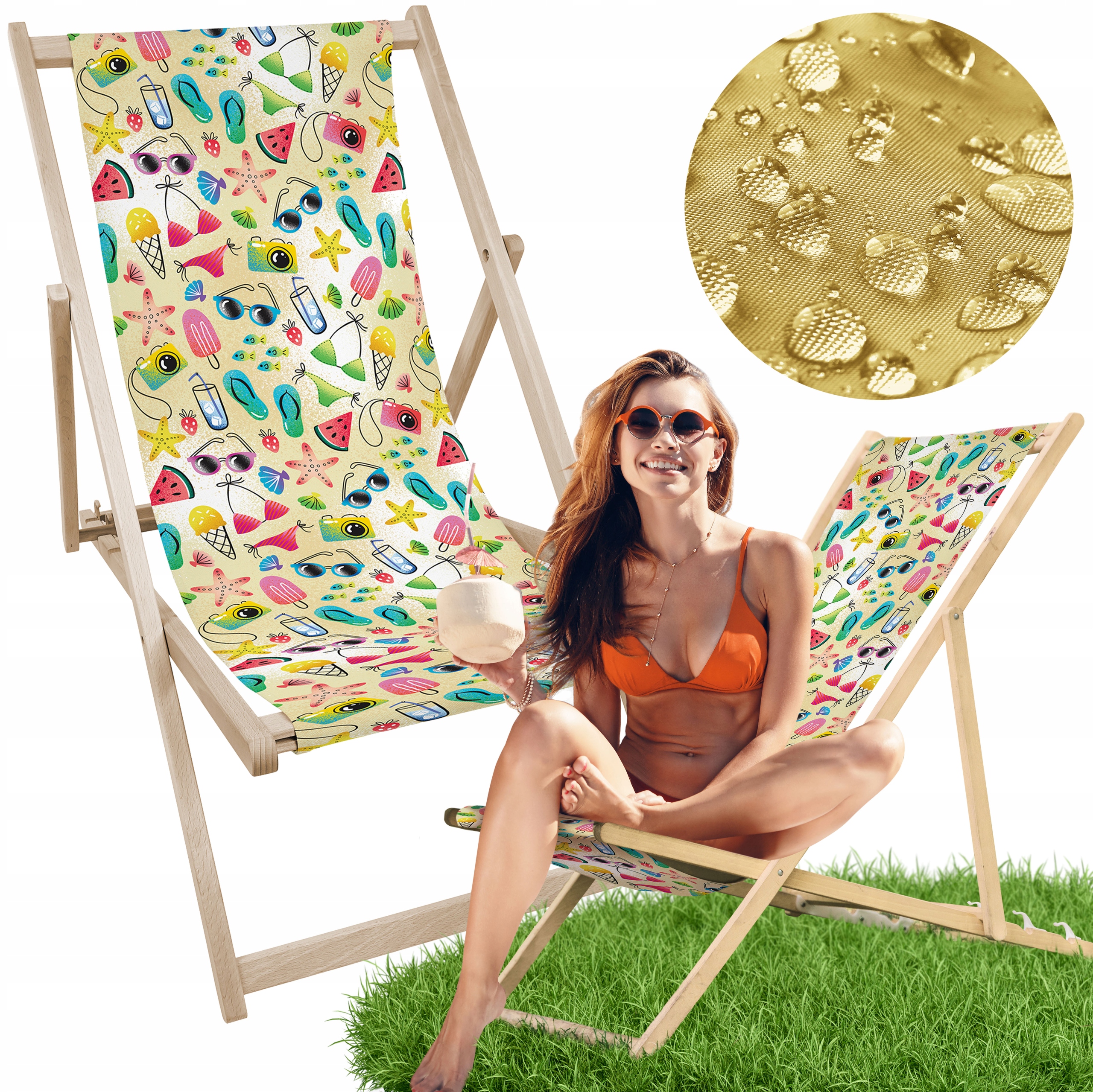 

Leżak Drewniany Leżak Plażowy Pastel Plaża Summer