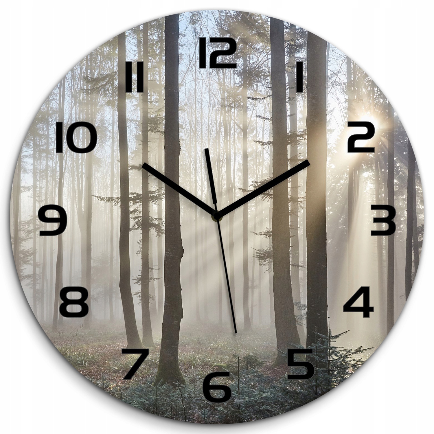 

Duży zegar ze szkła hartowanego Mgła w lesie fi 60