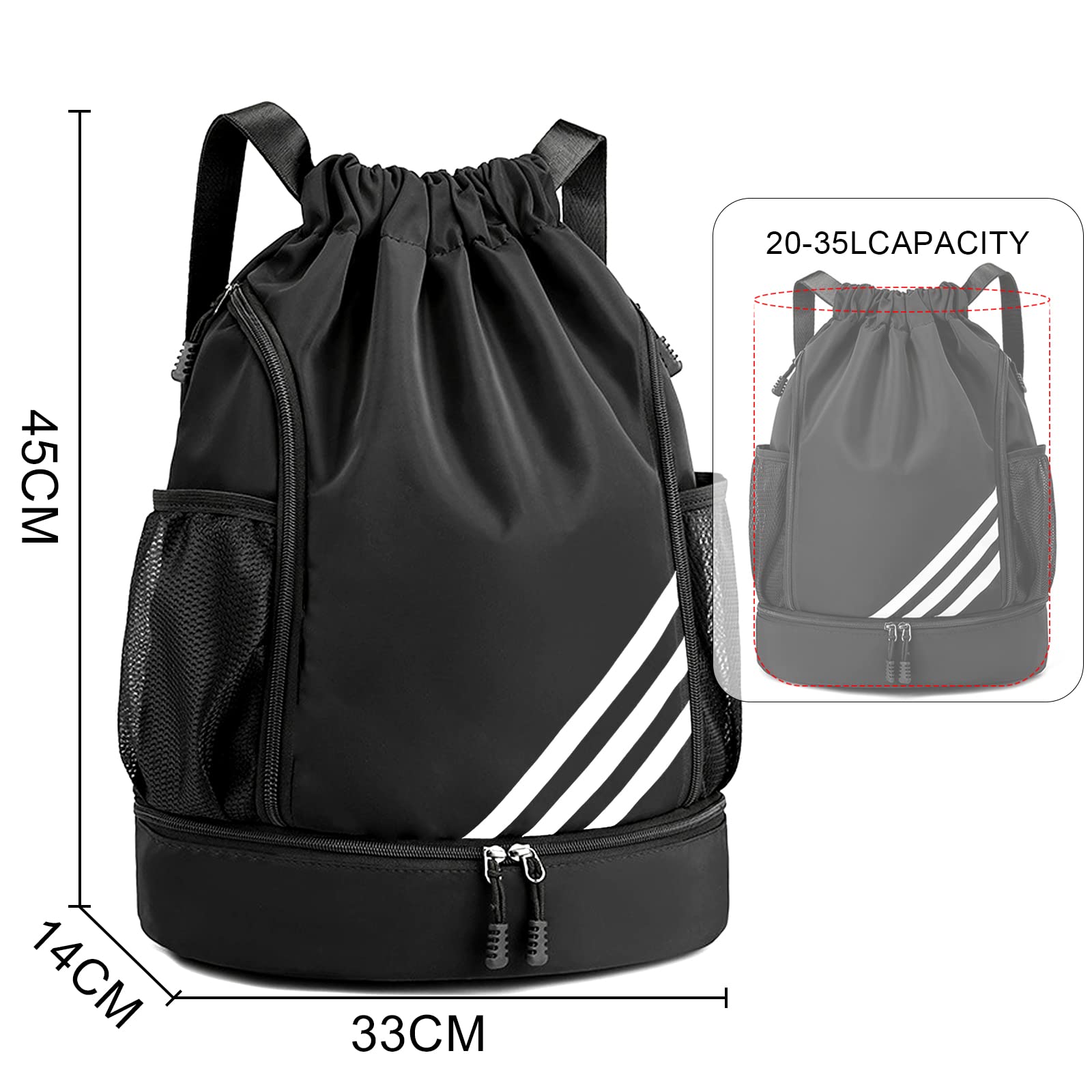 DUŻA POJEMNOŚĆ WOREK GIMNASTYCZNY, TORBA SPORTOWA ZE SZNURKIEM DO ŚCIĄGANIA Materiał dominujący nylon