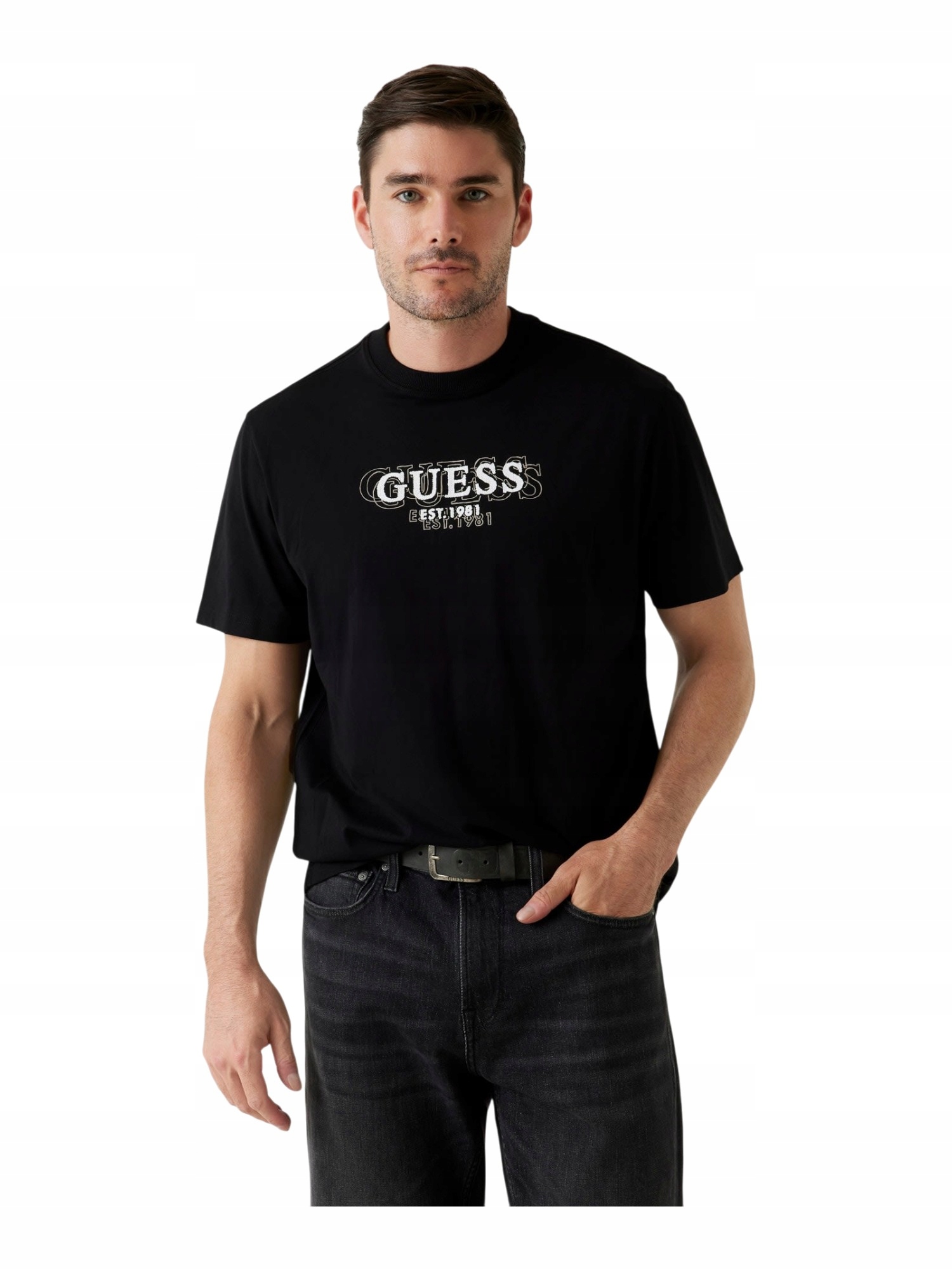 Pánské Tričko Guess Ss s malým logem, černé rM