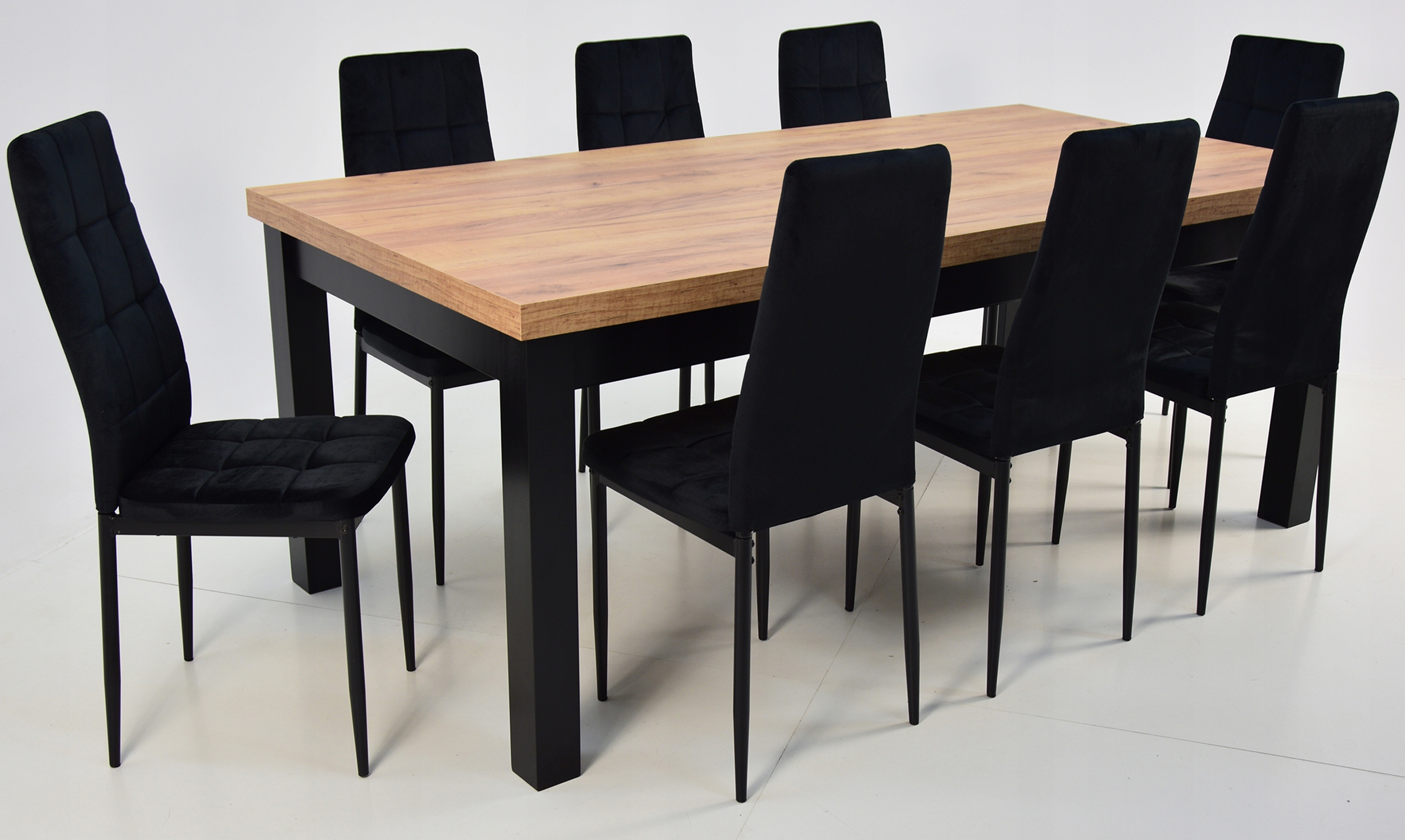 Duży zestaw STÓŁ 100x200/300 i 8 krzeseł WELUROWE Kod producenta IK-07 + S-7