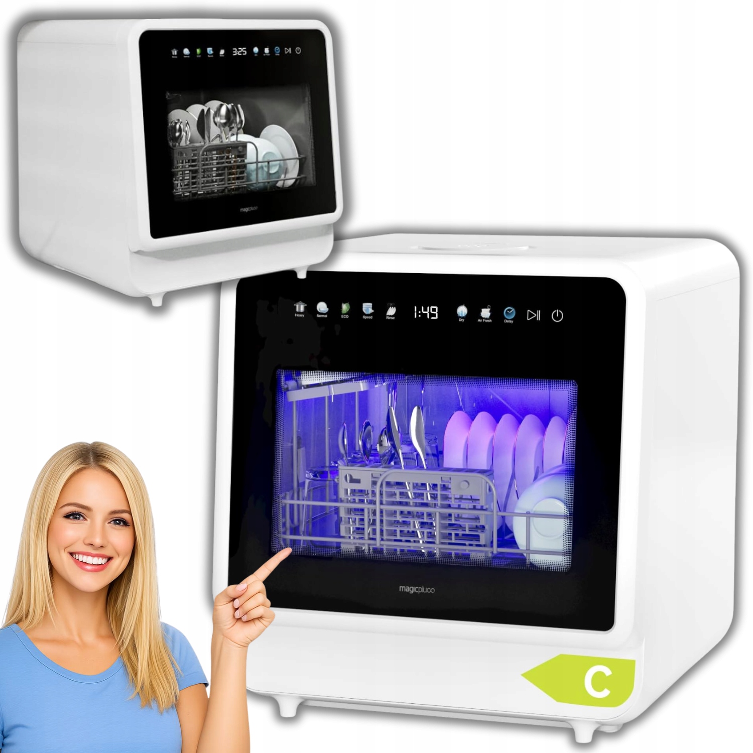 magicplux Mini zmywarka do naczyń, zbiornik na wodę 5 l, biała