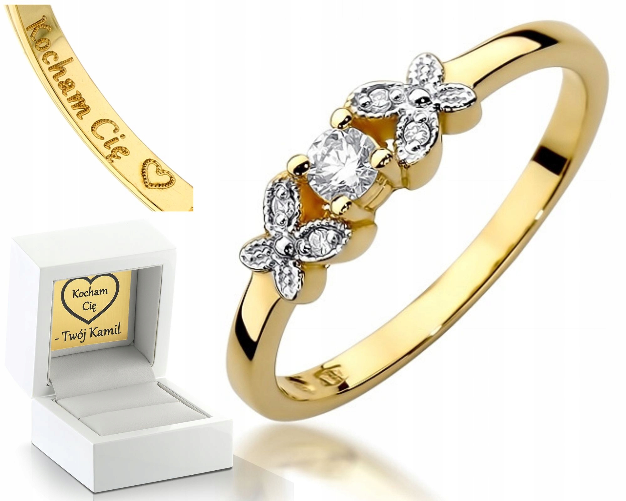 Zlatý Prstýnek S Brilianty Gravírování Bonus 585 Zlato Jako Dárek
