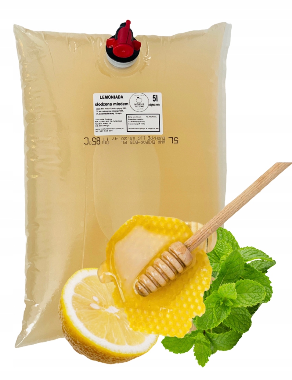 

Lemoniada słodzona miodem 5l- naturalna, Nfc
