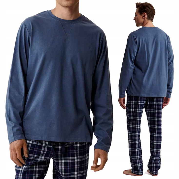 Pánské dlouhé pyžamo 100% Bavlna Pyžamový komplet Atlantic NMP-393 XL