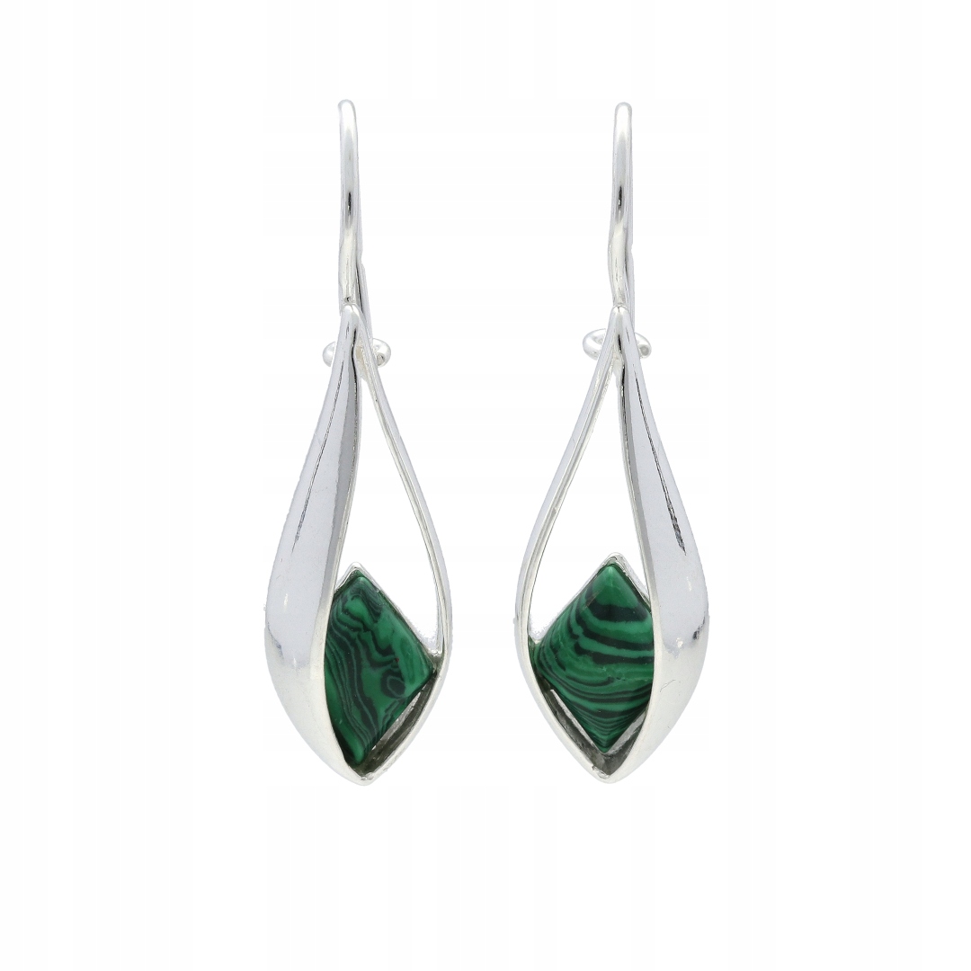 Náušnice se slzami a malachitem stříbro
