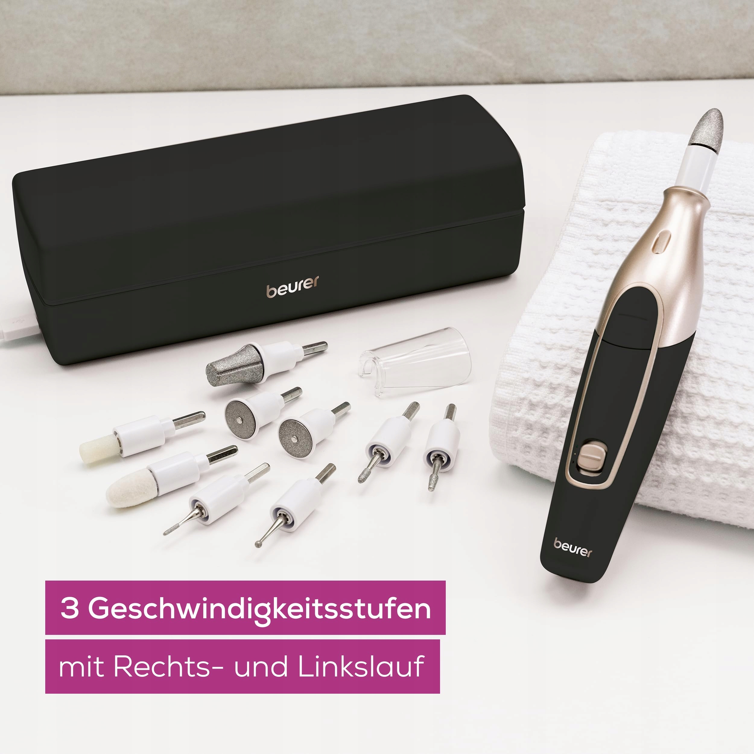 BEURER MP 84 Elektryczny Zestaw Manicure Pedicure LED Akumulator — miniatura 5