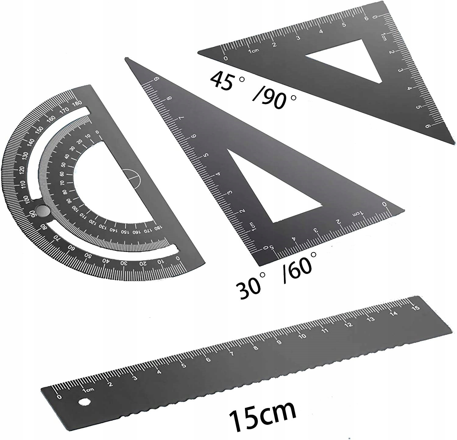 Hla-Linijka Metalowa Zestaw Linijki Kątomierz Ekierka Typ ekierka
