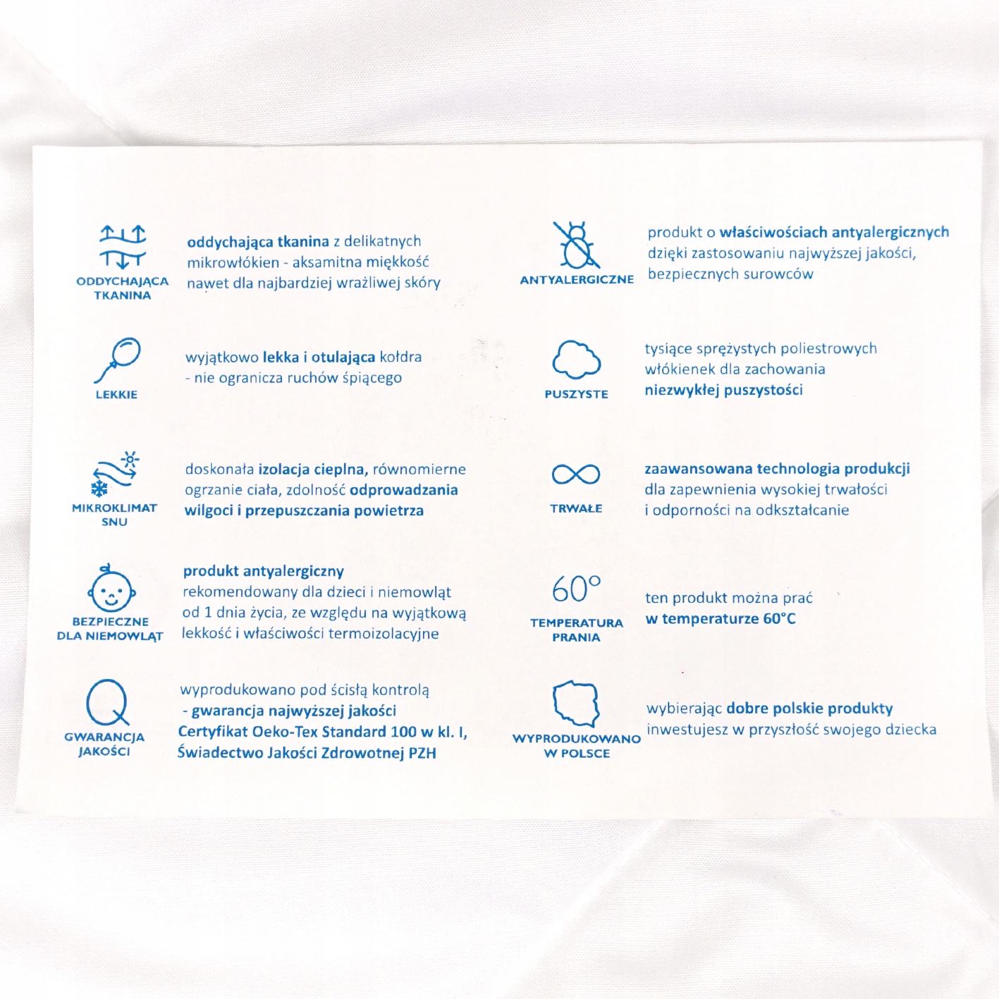 Polska Letnia Cienka Kołdra ULTRALEKKA 90x120 cm Certyfikat CE