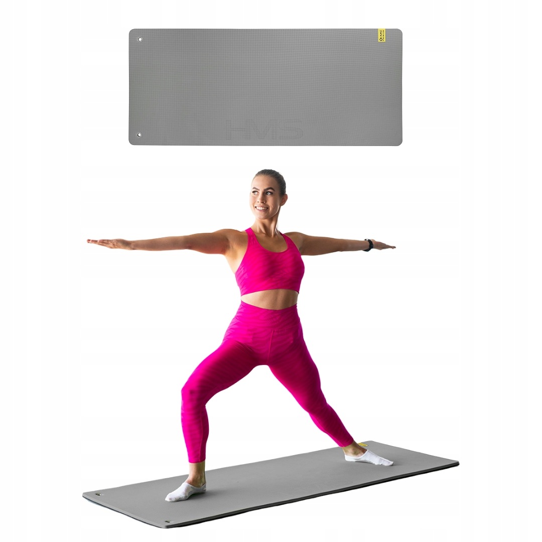 Hms Premium Mata fitness z otworami 140x60 cm gruba 15mm do treningu szara