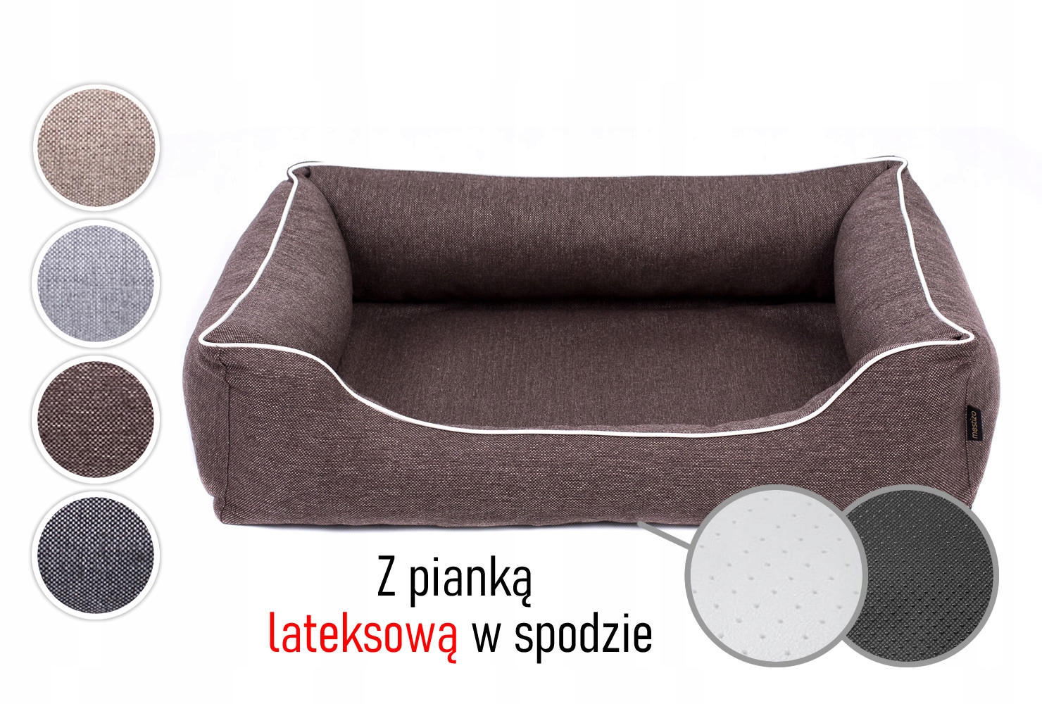 Ortopedické pelíšek s latexem pro psa 80x60, rozebíratelné, hnědé/bílé