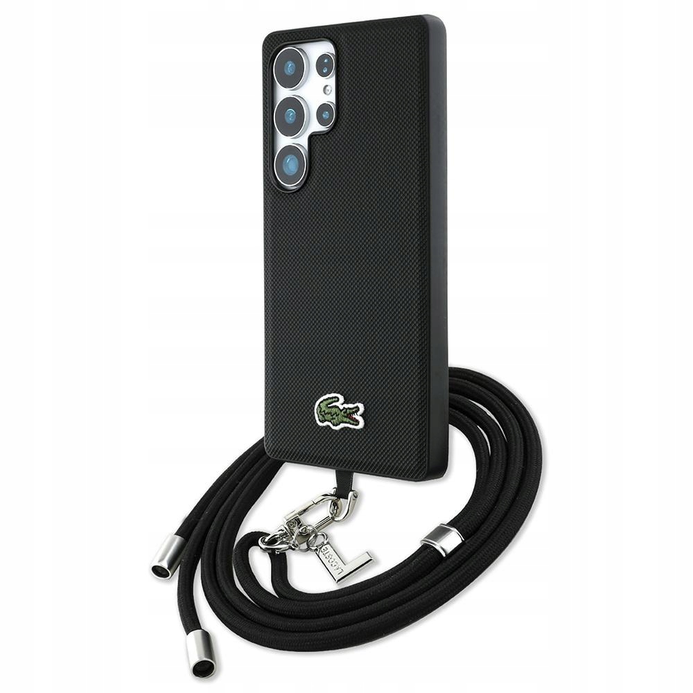 Pouzdro Lacoste Iconic Petit Pique Woven Cbdy MagSafe Samsung S25 Ultra černé