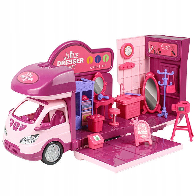 Kamper marzeń WIELKIE AUTO dla LALEK rozkładany otwierany domek ZESTAW +LED Kod producenta SK-77