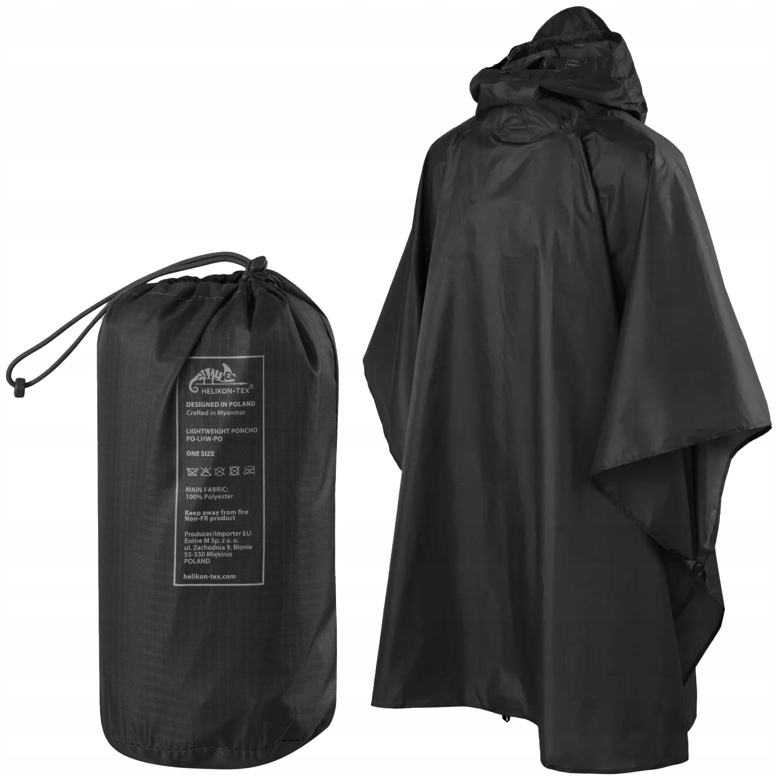 Pláštěnka s kapucí Pončo Helikon Lightweight černá